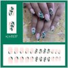 24Pcs St. Patricks Day Fake Nails Short Square French Tip Press on Nail Green Shamrocks with Glitter Full Cover Stick on Nails Designs Acrylic False Nails Irish Glue on Nails for Women Girls DIY