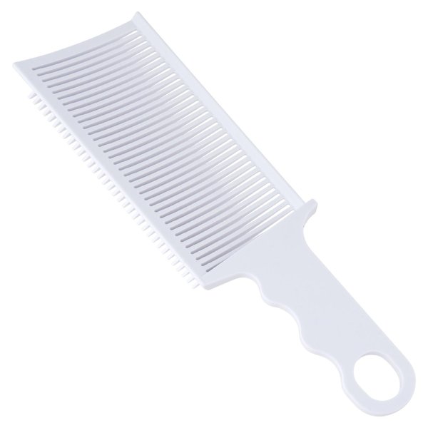 CustomyLife Barber Fade Comb for Men, Heat-Resistant ABS Professional Clipper Comb, Anti-Static Curved Back Triangular Tooth Haircut Comb for Various Short Haircuts-White