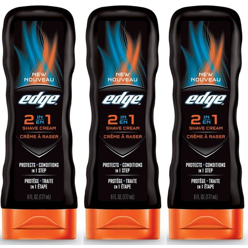 Edge Premium Shave Cream - Protects + Conditions In 1 Step - Net Wt. 6 FL OZ (177 mL) Per Bottle - Pack of 3 Bottles