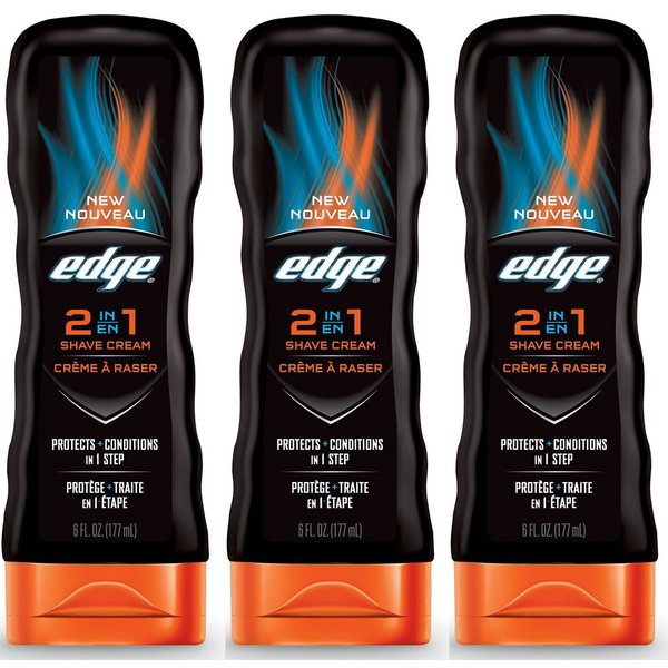 Edge Premium Shave Cream - Protects + Conditions In 1 Step - Net Wt. 6 FL OZ (177 mL) Per Bottle - Pack of 3 Bottles