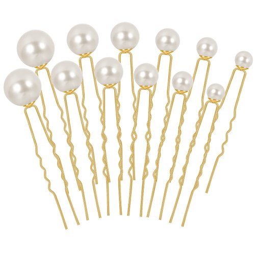 36 Pcs Wedding Pearl Hair Pins Bridal Pearl Rhinestone Wedding Hair Accessories, Pearl Bobby Hair Pins Clips for Brides Bridesmaid Gril Women (Single Pearl Hair Pins) (Gold,White)