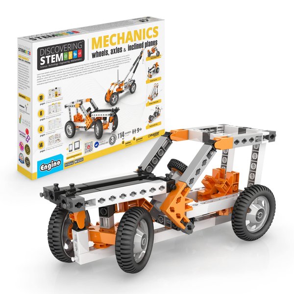 Engino- STEM Toys, Mechanics: Wheels, Axles & Inclined Planes, Construction Toys for Kids 9+, Fun Educational Toys, Gifts for Boys & Girls (14 Model Options)