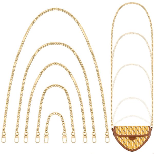 Gold Purse Chain, Shynek 5PCS Crossbody Chain Strap, Gold Belt Chain, Chain Replacement Accessories, Purse Extender Strap for Crossbody Bags, Purses, Handbags (5 Sizes)