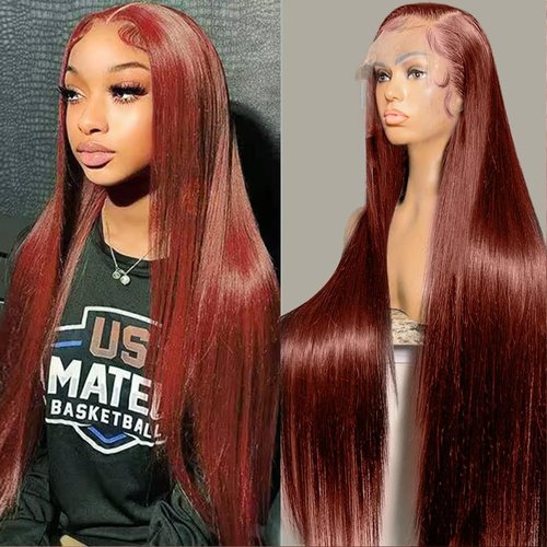 Jiumido Reddish Brown Lace Front Wigs Human Hair 13x4 HD Straight Lace Front Wigs 180% Density Copper Red Lace Front Wig Auburn Brown Human Hair Pre Plucked (26 Inch)