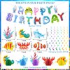 Under the Sea Birthday Decorations, 30Pcs Ocean Themed Party Decorations Kit Sea Animals Happy Birthday Banner Backdrop Hanging Swirls Centerpieces Paper Eyeglasses Pompoms