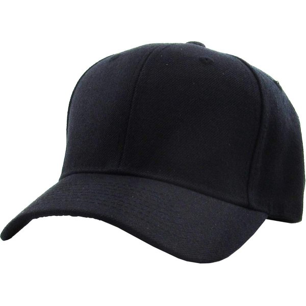 KBY-Fitted BLK (7 3/4) Plain Blank Curved Brim Fitted Baseball Cap Hat Unisex