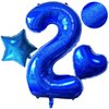 Blue Number 2 Balloons 40 Inch Giant Laser Navy Blue 2 Helium Balloons for Boys 2st Birthday Party Supplies 2st Anniversary Events Decorations
