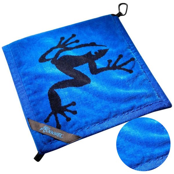Frogger Amphibian Golf Towel with Dry and Wet Technology, Blue/Black - Golf Bag Accessory for Men and Women with Carabiner Clip