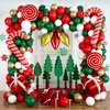 DBKL Balloons 152Pcs Garland Kit for Christmas, Red, White, Green, Gold, Candy Cane, Gift Box, Light Bulb Foil Balloons, Decorations, Party Supplies