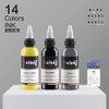 14PCS Tattoo Ink Color Set, Solong 1oz (30ml) Tattoo Ink Set Pigment Kit for Tattoo Kit Color Tattoo Ink TI302-30-14-US