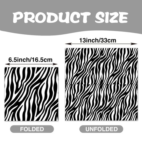 40Pcs Zebra Print Party Napkins Zebra Print Theme Party Paper Napkins Disposable Party Napkins Set Zebra Print Paper Luncheon Napkins Safari Zebra Print Theme Party Supplies