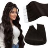 Ugeat Tape in Hair Extensions Brown Human Hair 22 Inch Darkest Brown Tape in Human Hair Extensioins 20 Pieces Seamless Tape in Hair Extensions 50 Grams Real Human Hair