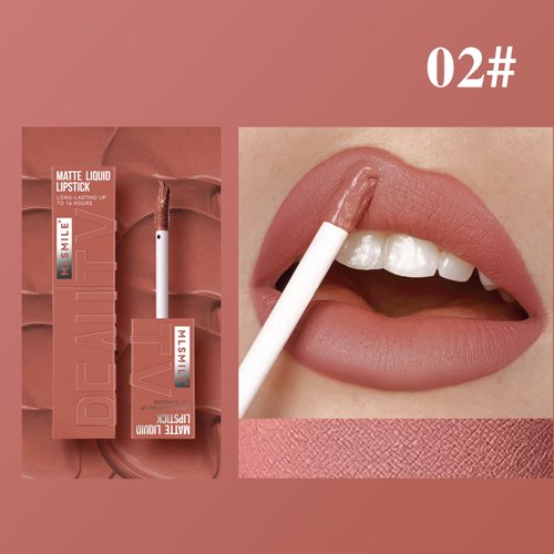 MLSMILE Matte Liquid Lipstick for Women, Lip Gloss Longwear No-Budge Lipcolor Makeup, Highly Pigmented Color and Waterproof, Nonstick Lip Glaze, 1 Count(02#Cheeky)