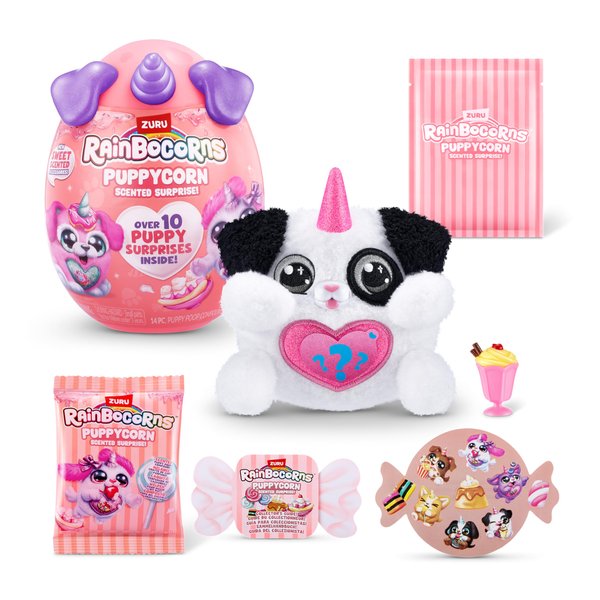 Rainbocorns Puppycorn Dalmatian Scent Surprise - Surprise Unboxing Soft Toy, Scented Puppy Plush for Girls by ZURU