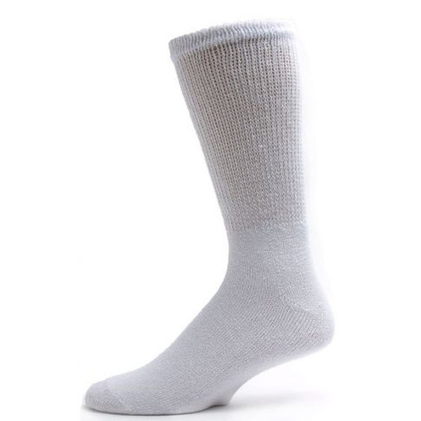 3 Pairs Men Healthy Circulation Diabetic Crew Socks (10-13(Shoes sizes 10-12), White)