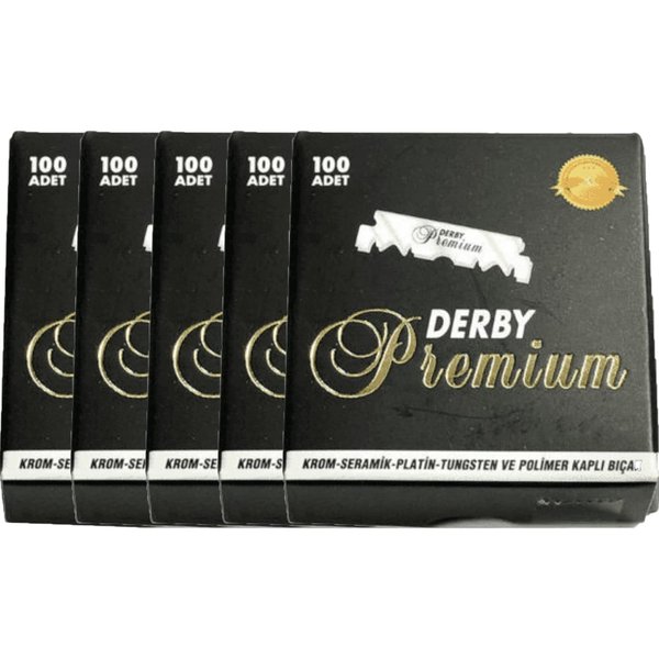 Derby Premium Single Edge Razor Blades, Razor Blades, Single Edge, Ultra Sharp, Chromium - Ceramic - Platinum - Tungsten and Polymer Coated Edges (5)