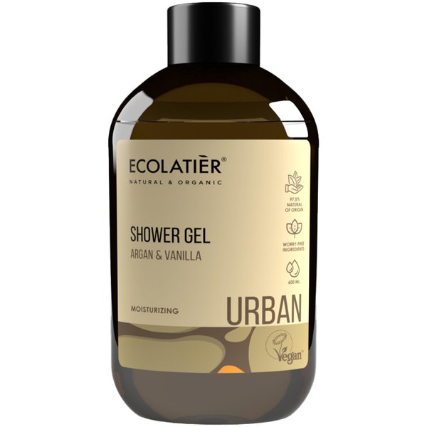 ECOLATIÈR Ecolatier Vanilla Body Wash, 97.5% Natural Ingredients, Nourishing & Moisturizing, Gentle Cleansing Natural Body Wash, Vegan Certified, 20.3 Fl Oz