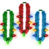 Light up Christmas Necklace, 3PCS Tinsel Christmas Necklaces Accessories, 7 Bulb Red Yellow Blue Green Necklaces Party Supplies, 3 Modes Necklace Accessories for Xmas Ugly Sweater New Year Bulk