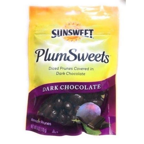 Sunsweet, Plums Sweets, Dark Chocolate Covered Prunes, 6oz Bag (Pack of 3)