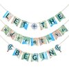 Yaaaaasss! Let the Adventure Begin Banner Adventure Awaits Bon Voyage Map Banner for Travel Themed Birthday Baby Shower Graduation Retirement Job Career Change Farewell Party Decorations Supplies