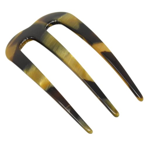 French Amie Tri Prongs 3" Medium Handmade Cellulose French Twist Stick Clip Pins 3-Prong Hair Fork for Girls Spiral Up-do Chignon Bun Holder Flexible Durable Styling Women Hair Accessories, Made in