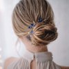 fxmimior Simple Dainty Blue Crystal Rhinestone Hair Comb Hair Accessories with Rhinestone Bridal Silver Side Combs for Women and Girls Hair Ornaments in the form of Combs