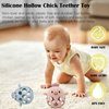 Baby Teething Toy, Hollow Chicken Silicone Teething Toys, Soft Baby Chew Toys for Sucking Needs, Bells can be Installed, Suitable for Babies of Any Age(Blue+Pink)