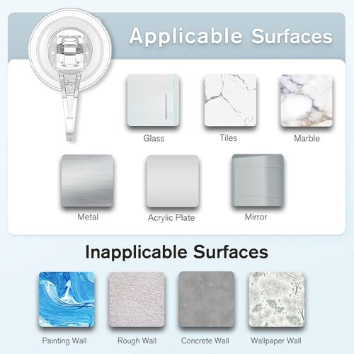 Yixty Wall Hooks 22lb(Max) Transparent Reusable Seamless Hooks,Waterproof and Oilproof,Bathroom Kitchen Heavy Duty Self Adhesive Hooks (SUTION Hook, 4PCS)