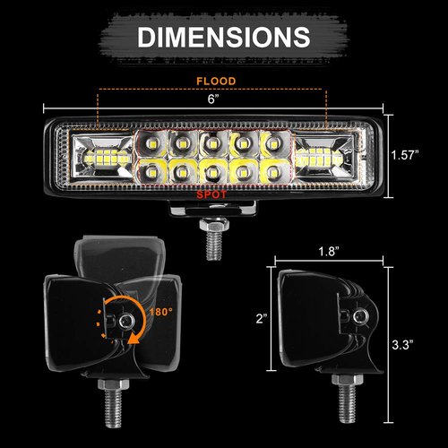nicerpro 6 Inch Led Pods Light Bar Slim 60W 10000Lm 12V/24V Driving Fog Light Waterproof Combo Flood Spot Lights for Trucks Off Road ATV UTV Golf Cart Trailer 2 Pack