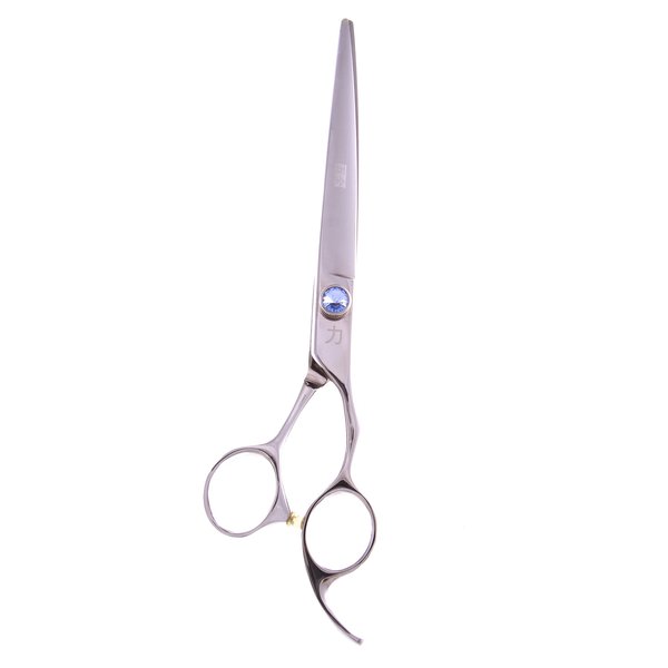 ShearsDirect Japanese 440C Professional Cutting Shears with Light Blue Gem Stone Tension and Anatomic Thumb, 8.5-Inch