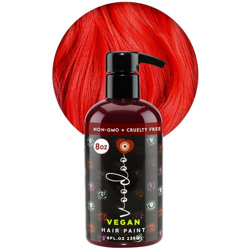 MOEHAIR Semi-Permanent Hair Color | Temporary Red Hair Dye 8 Oz | No Ammonia, Sulfate or Paraben | Intermixable & Vegan | Voodoo Fire Engine Bright Red Hair Color | Drip-Free Formula | Easy to Use