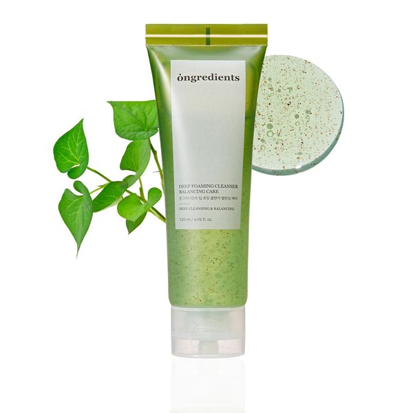 ONGREDIENTS Heartleaf Houttuynia Cordata Deep Foam Cleanser, Moisturizing Salicylic Acid Face Wash, 4.05 Fl Oz