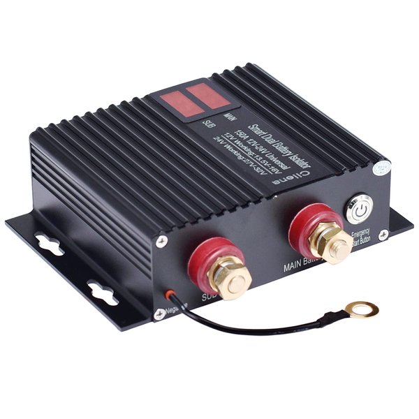 Cllena Dual Battery Smart Isolator, 12V/24V Universal 150 Amp Voltage Sensitive Relay - VSR for Car, RV, ATV, UTV, Camper, Truck, Boat, Off-Road Vehicles