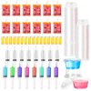 Uiifan 120 Pcs Halloween Party Supplies Blood Bags for Drinks Jelly Syringes 2 Oz Jell Shot Cups with Lids Pill Candy Bottles Vampire Drink Pouches Containers for Zombie Props Nurse Party Decorations