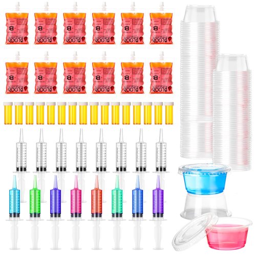 Uiifan 120 Pcs Halloween Party Supplies Blood Bags for Drinks Jelly Syringes 2 Oz Jell Shot Cups with Lids Pill Candy Bottles Vampire Drink Pouches Containers for Zombie Props Nurse Party Decorations