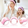 Wecoe 3pcs Skincare Headband For Washing Face Spa Headband with Teeth Makeup Face Wash Headband Cute Pink Purple Blue Puffy Sponge Bubble Headband Hair Accessories For Women Girls Kids Teens Gifts