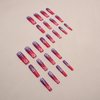 MISUD Extra Long Press on Nails Square Fake Nails Glossy Glue on Nails Squoval Acrylic Nails Pink Purple Ombre Artificial Nails White Flower Stick on False Nails with Bling Glitter Design 24 pcs