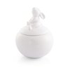 Arthur Court Sugar Bowl, White Stoneware, Setting Bunny Design on Lid, Durable and Easy to Clean - Whimsical and Elegant, Perfect for Tea or Coffee Time, Enhances Easter Table Décor