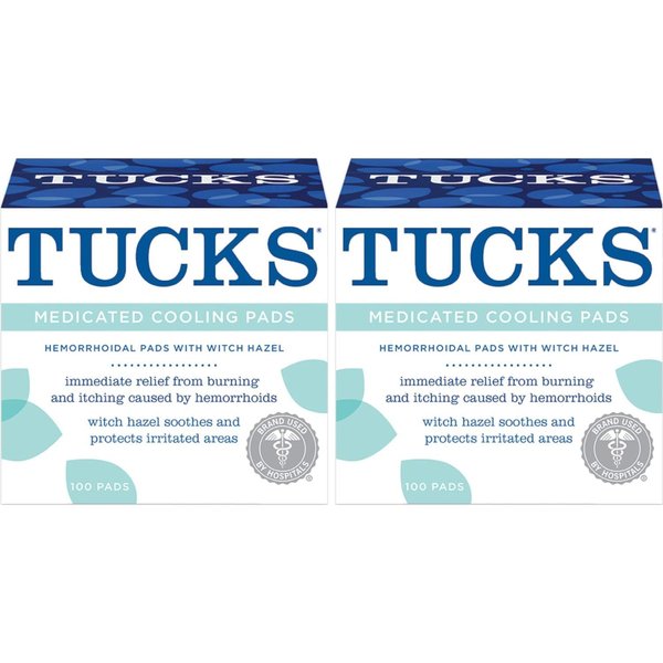 Tucks Medicated Hemorrhoid Cooling Pads. 100 Pads Each (Pack of 2)