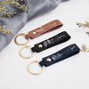 Personalized Birth Flower Key Chain with Name,Custom Leather KeyChain Engraved Handmade Keychain Christmas Wedding Birthday Gifts for Women (Birth Flower Keychain)