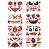 Coridy 8PCS Fake Scars Tattoo Temporary Halloween Makeup Kit for Adult Women Men Zombie Sticker Scary Prank Fake Stitches Horror Evil Smile for Women Cosplay Party