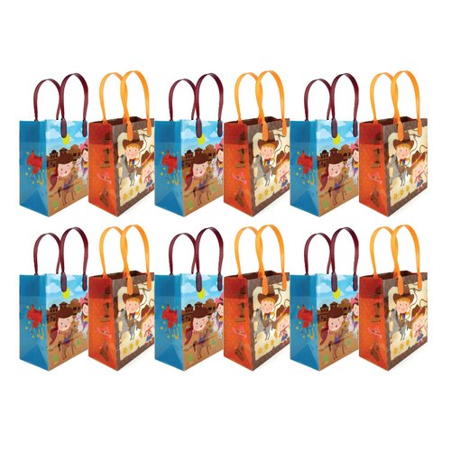 TINYMILLS Western Cowboy Cowgirl Themed Party Favor Bags Treat Bags, 12 Pack
