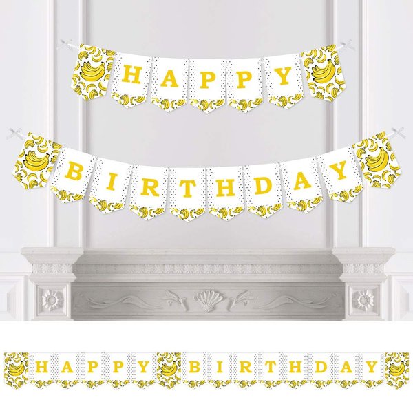 Big Dot of Happiness Let’s Go Bananas - Tropical Birthday Party Bunting Banner - Birthday Party Decorations - Happy Birthday