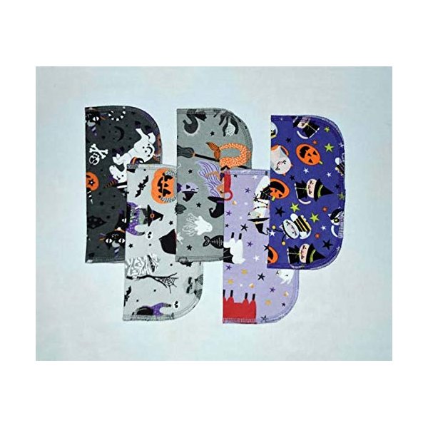 2 Ply Printed Flannel Little Wipes (R) Set of 5 8x8 inch Napkins Creepy Cuties Halloween