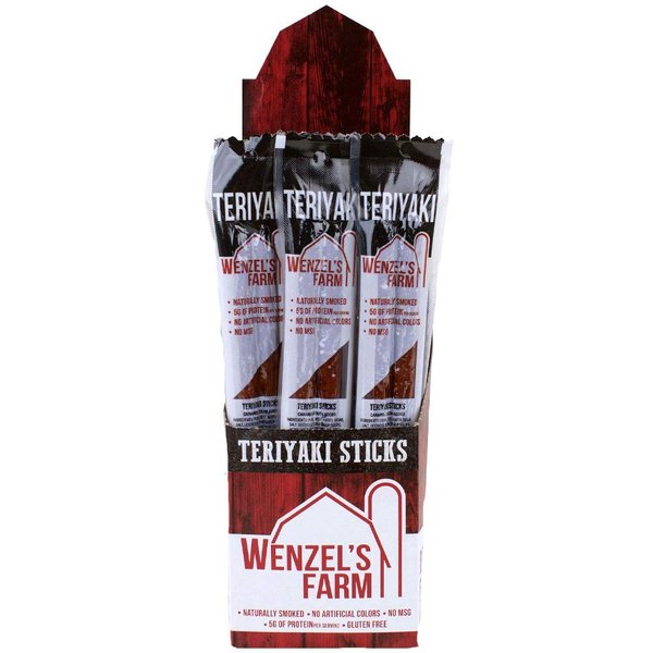Wenzel’s Farm Teriyaki Sticks │Snack Sticks │ Flavorful, Naturally Smoked │ High Protein, Low Carb │ No MSG, Fillers, Binders, Artificial Colors │ Gluten Free | 32 Sticks (16 Packs of 2)