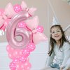Pink Birthday Balloons Pink Bow Balloons 40 Inch Number Balloons Set for Pink Birthday Decorations 6 Year Old Girl Birthday Party Decoration Balloon Aluminum Film Balloon