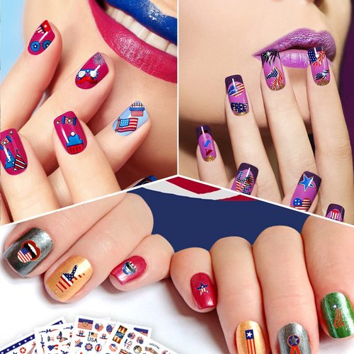 8 Sheets 4th of July Nail Art Stickers Patriotic Designer Nail Decals American Independence Day Nail Stickers I Love America Self-Adhesive Holiday for Women Girls Nail Decoration Suppliers