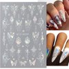 6 Sheets Butterfly Nail Art Stickers Decal 3D Self-Adhesive Holographic Black White Pink Butterflies Star Nail Decals Heart Butterflies Design Nail Stickers Decoration for Women Acrylic Nails Decor