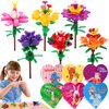HINZER 24 Pack Valentines Day Gifts for Kids Flowers Blocks Buidling Kits Toys with Valentines Exchange Cards for Kids Classroom Valentine Party Favors Exchange Gifts School Prizes for Boys Girls