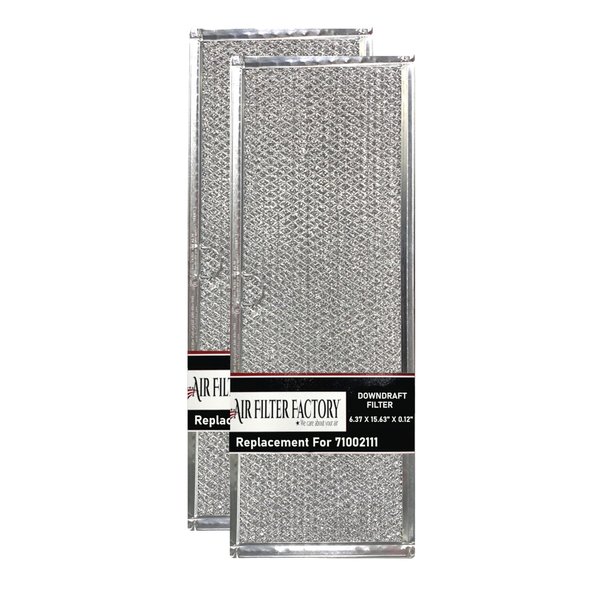 Air Filter Factory Replacement For Jenn-Air 71002111 USA Made 12-Layer Aluminum Mesh Grease Downdraft Filter 6.37 X 15.63 X 0.12 Inches 2-Pack